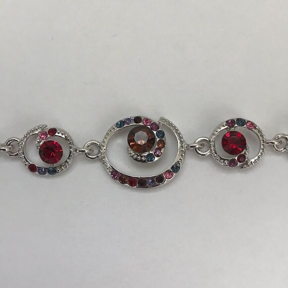 <New> Silver bracelet with colourful crystals - Picture 3 of 6